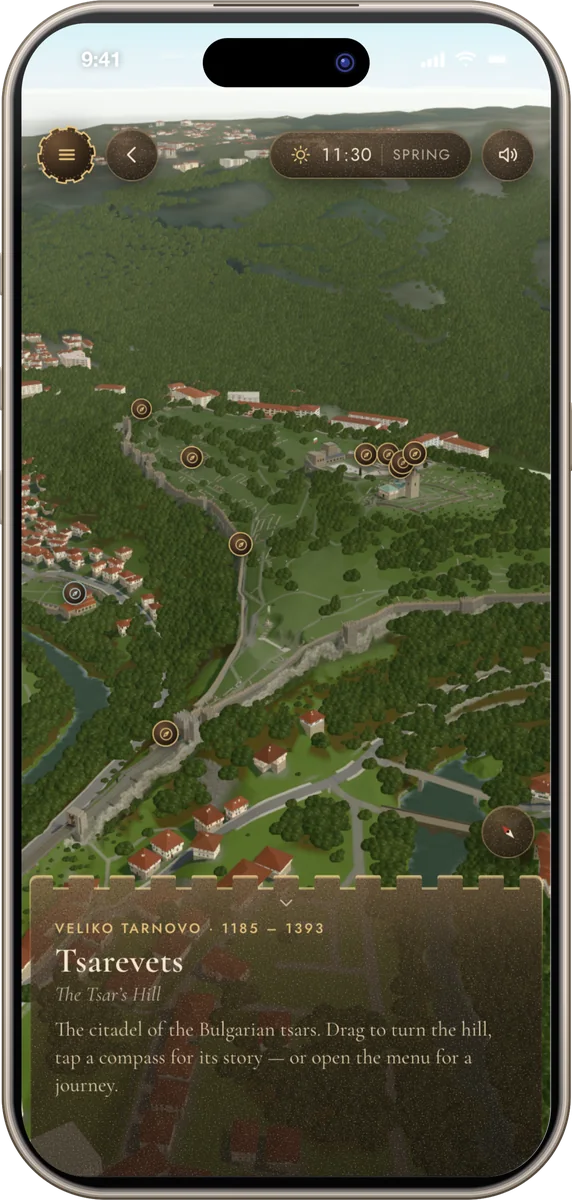 The hill from the sky, the compasses of its places over the walls and the summit